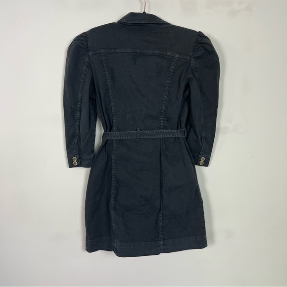 NWT RETROFETE LEMA DENIM BUTTON UP BELTED MINI DRESS SLEEVES SIZE XL IN BLACK - Picture 12 of 16